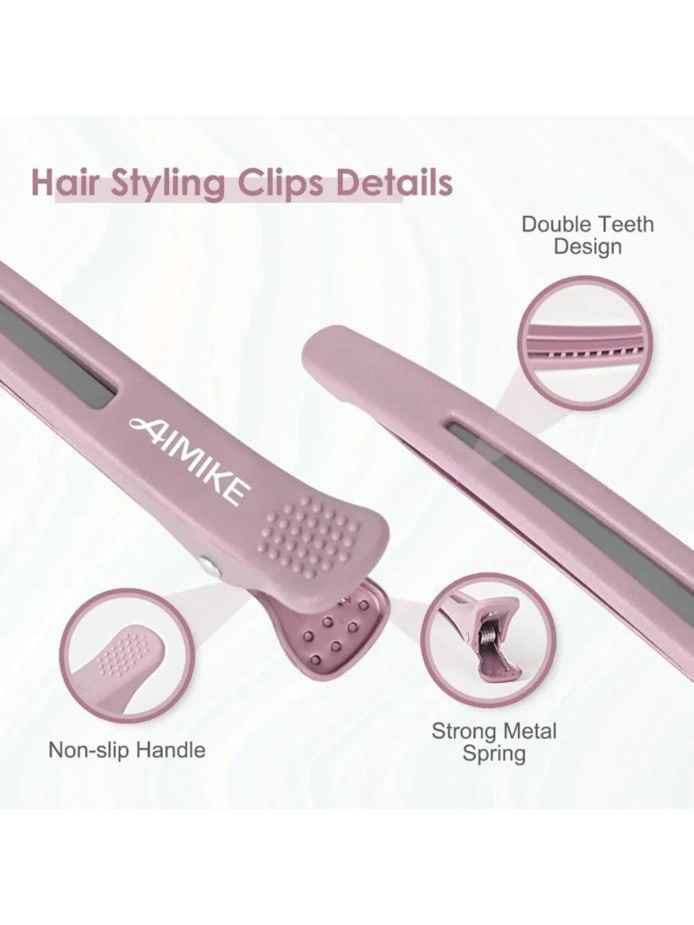 Silicone Hair Sectioning Clips - 6 No Crease Duck Bill Styling Clips in Morandi